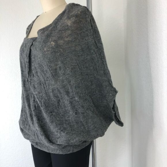 Yigal Azrouel Distressed Coccoon Dolman Batwing Wool Sweater - Picture 7 of 13